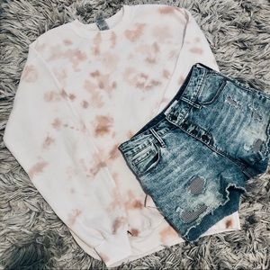 Neutral Tan Tie Dye Sweatshirt | Pullover Crewneck